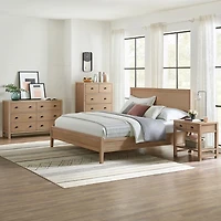 Natural Wood Grain Panel King Bed