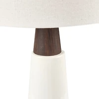 White Ceramic and Wood Cone Table Lamp