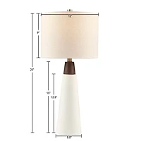 White Ceramic and Wood Cone Table Lamp
