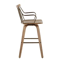 Whitewash Poplar Wood Swivel Counter Stool