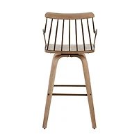 Whitewash Poplar Wood Swivel Counter Stool