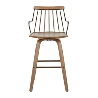 Whitewash Poplar Wood Swivel Counter Stool