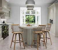 Whitewash Poplar Wood Swivel Counter Stool