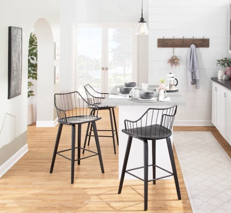 Black Poplar Wood Counter Stool