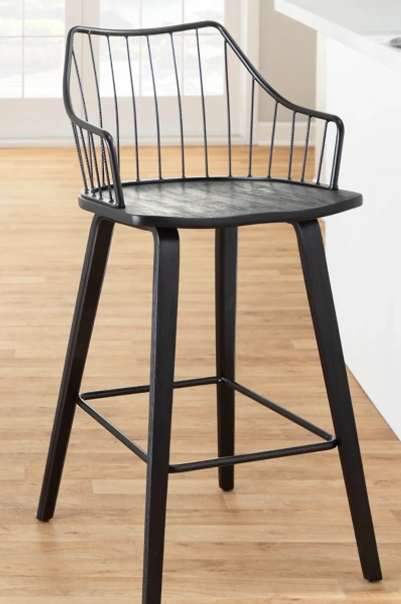 Black Poplar Wood Counter Stool