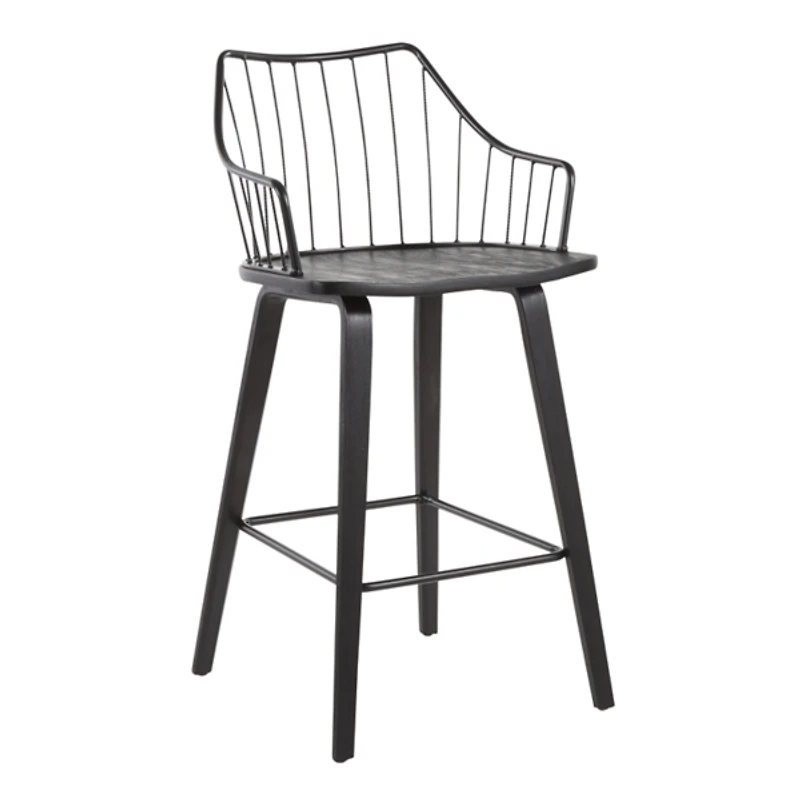 Black Poplar Wood Counter Stool