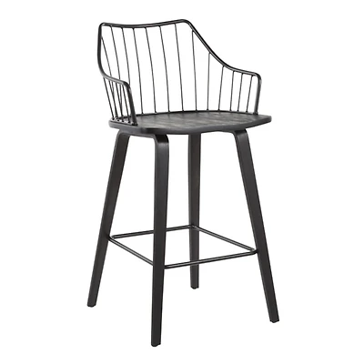 Black Poplar Wood Counter Stool