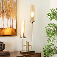 Gold Metal Double Stem Table Lamp
