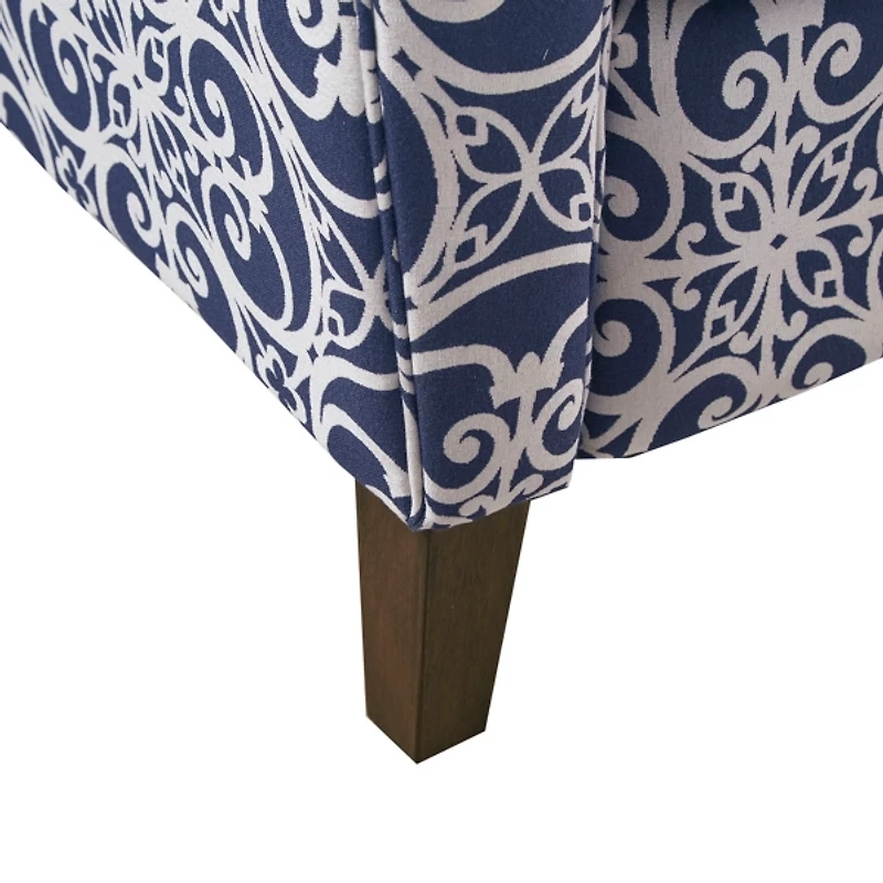 Sky Blue Fretwork Upholstered High Back Recliner