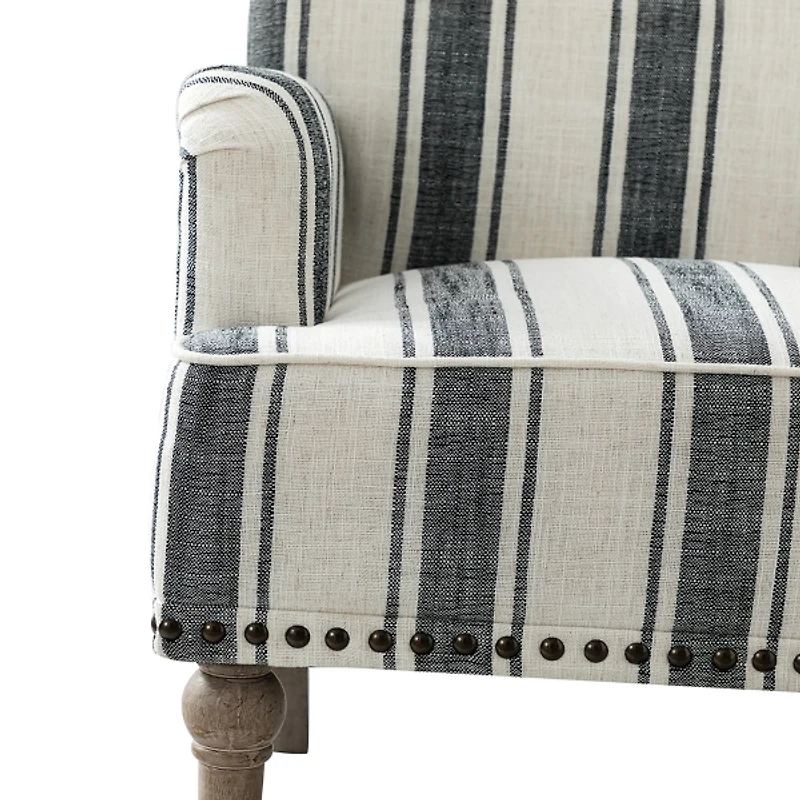 White Stripe Upholstered Accent Chair