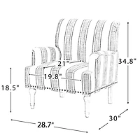 White Stripe Upholstered Accent Chair