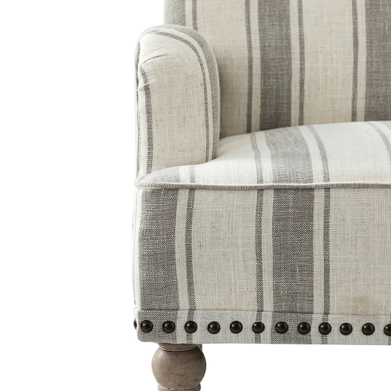 White Stripe Upholstered Accent Chair