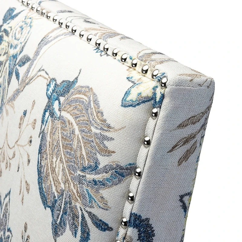 Blue and Yellow Floral Upholstered Accent Chair