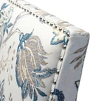 Blue and Yellow Floral Upholstered Accent Chair
