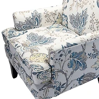Blue and Yellow Floral Upholstered Accent Chair