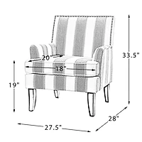 Blue and Yellow Floral Upholstered Accent Chair