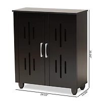 Black Wood Cut-Out Shoe Storage Cabinet