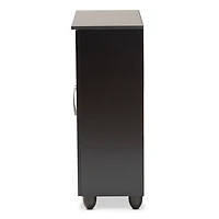 Black Wood Cut-Out Shoe Storage Cabinet