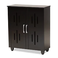 Black Wood Cut-Out Shoe Storage Cabinet