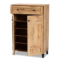 Oak 2-Door Grid Shoe Storage Cabinet