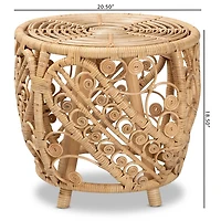 Natural Rattan Open Woven Accent Table