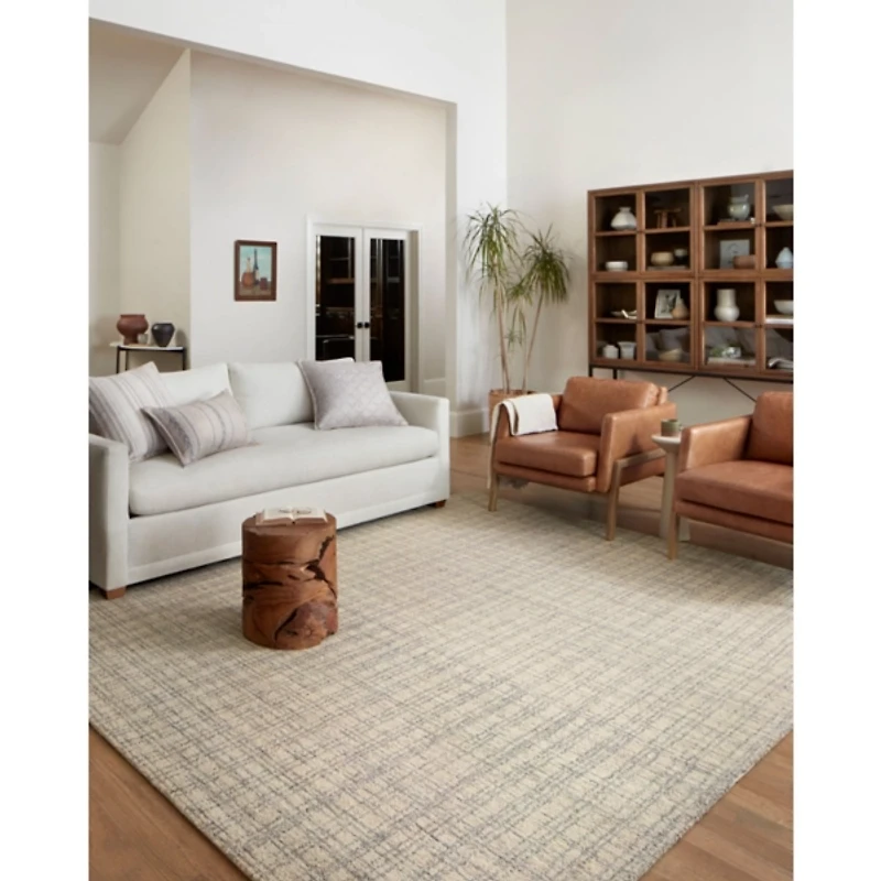 Chris Loves Julia x Loloi Polly Tan Grid Rug, 2x9
