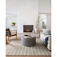 Chris Loves Julia x Loloi Polly Gray Grid Rug, 2x3