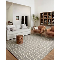 Chris Loves Julia x Loloi Polly Gray Grid Rug, 2x3