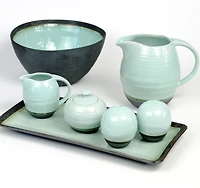 Seafoam and Onyx Serving Pitcher