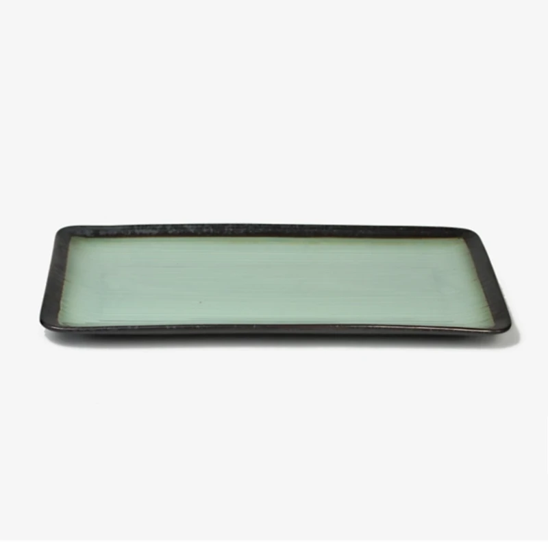 Seafoam and Onyx Rectangular Serving Platter