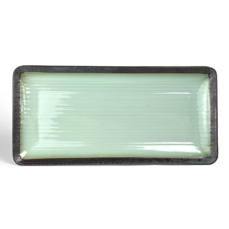 Seafoam and Onyx Rectangular Serving Platter