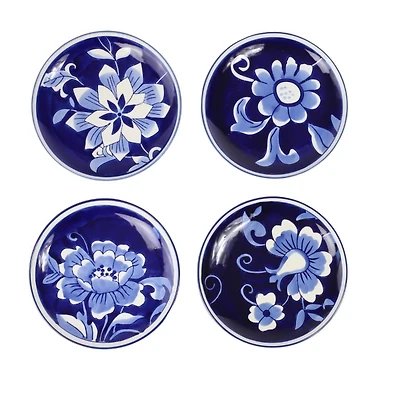 Pip Vintage Blue Floral Appetizer Plates, Set of 4