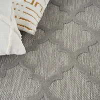 Soft Silver Trellis Outdoor Area Rug, 4x6