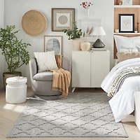 Soft Silver Trellis Outdoor Area Rug, 4x6