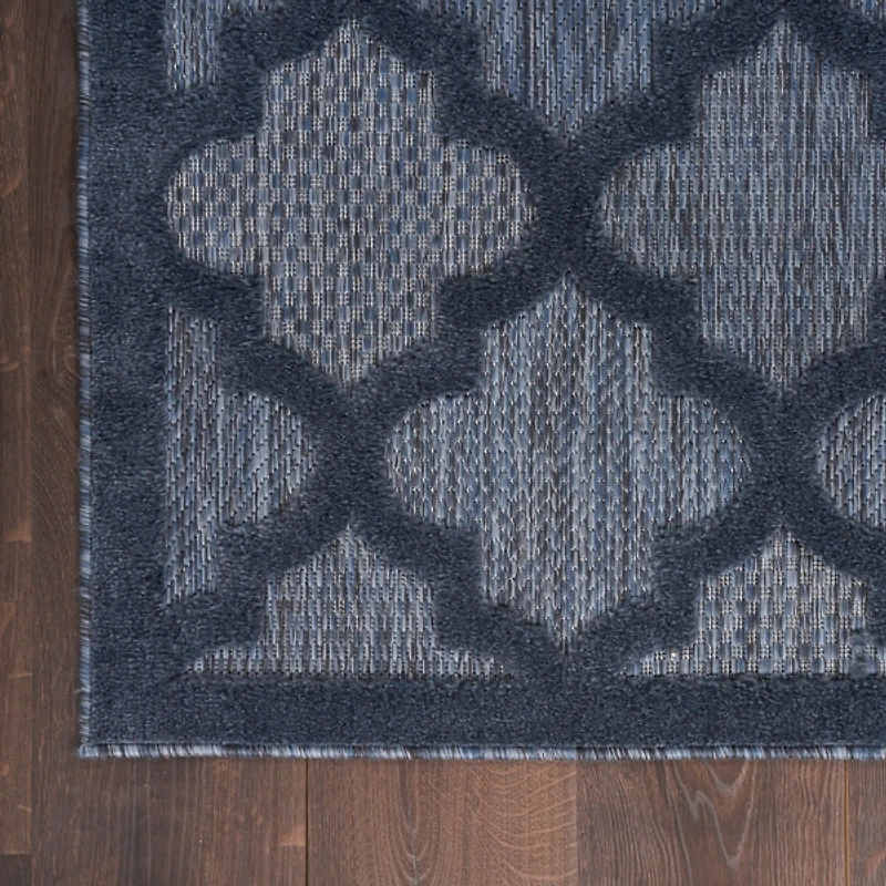 Deep Navy Trellis Outdoor Area Rug, 4x6