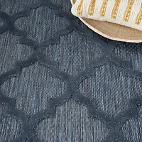 Deep Navy Trellis Outdoor Area Rug, 4x6
