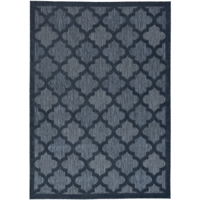 Deep Navy Trellis Outdoor Area Rug, 4x6