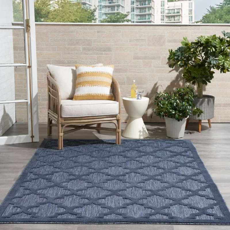 Navy Trellis Indoor/Outdoor Area Rug, 6x9