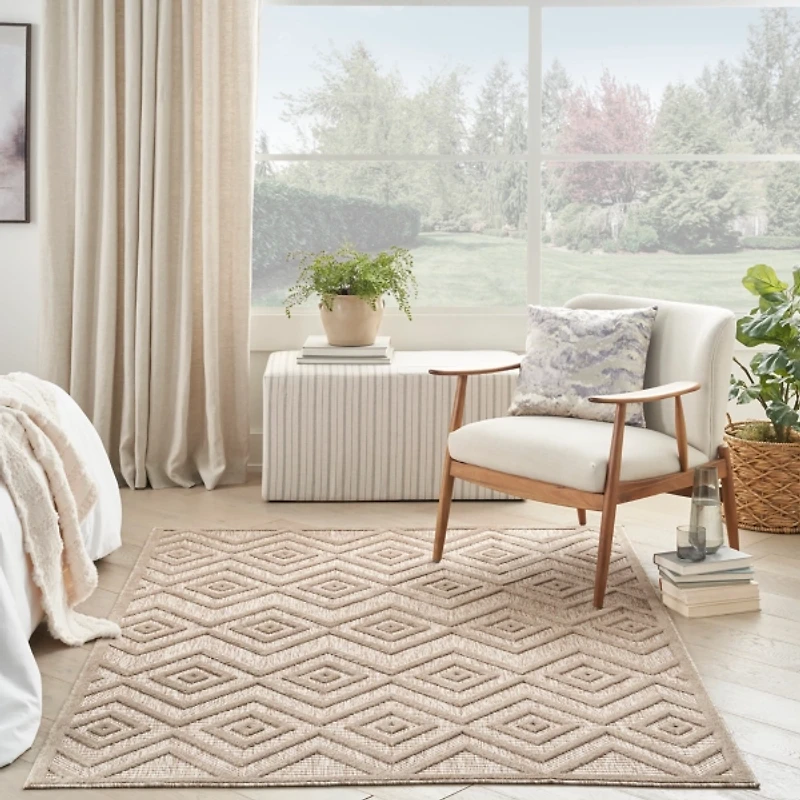 Natural Beige Diamond Indoor/Outdoor Area Rug, 4x6