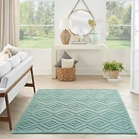 Aqua Flatweave Diamond Outdoor Area Rug