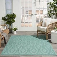 Aqua Flatweave Diamond Outdoor Area Rug