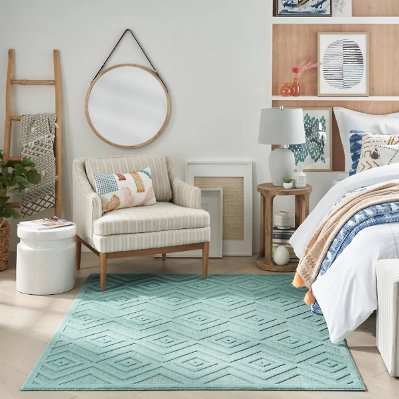 Pastel Lime Diamond Outdoor Area Rug, 6x9