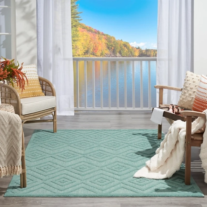 Pastel Lime Diamond Outdoor Area Rug, 6x9