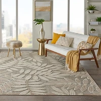 Natural Botanical Leaves Outdoor Area Rug, 9x13
