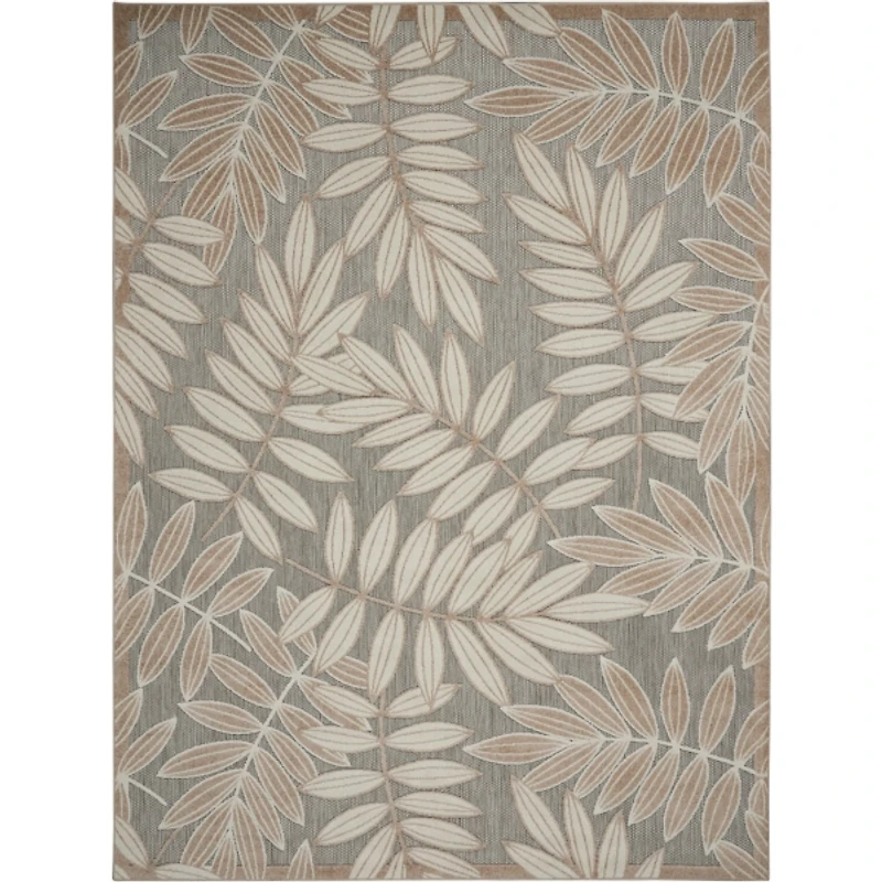Natural Botanical Leaves Outdoor Area Rug, 9x13