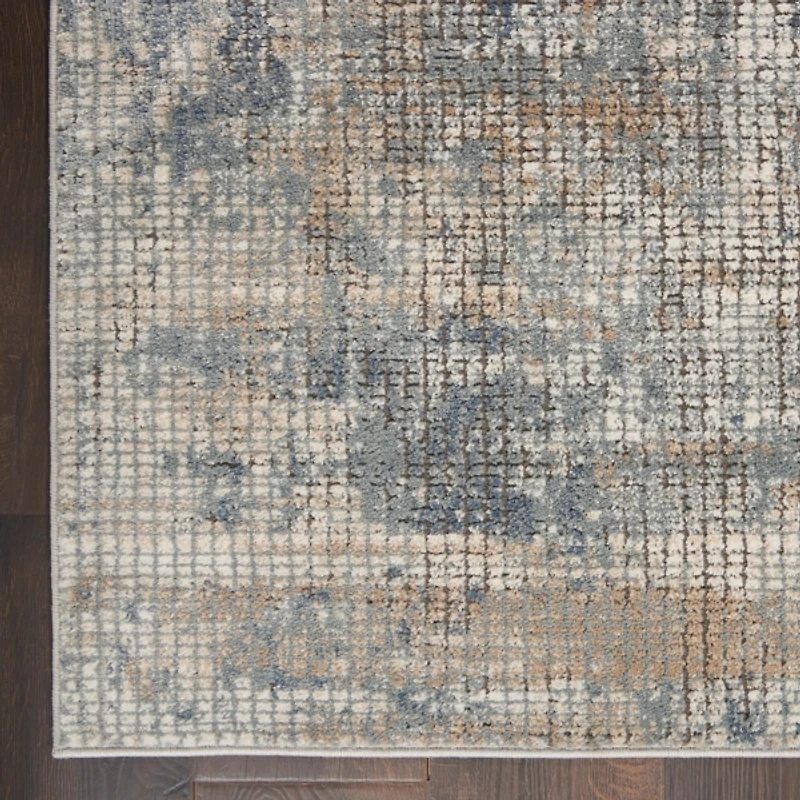 Blue and Beige Tally Textured Area Rug, 5x7