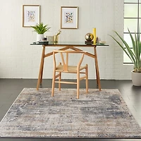 Blue and Beige Tally Textured Area Rug, 5x7