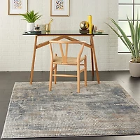 Blue and Beige Tally Textured Area Rug, 5x7