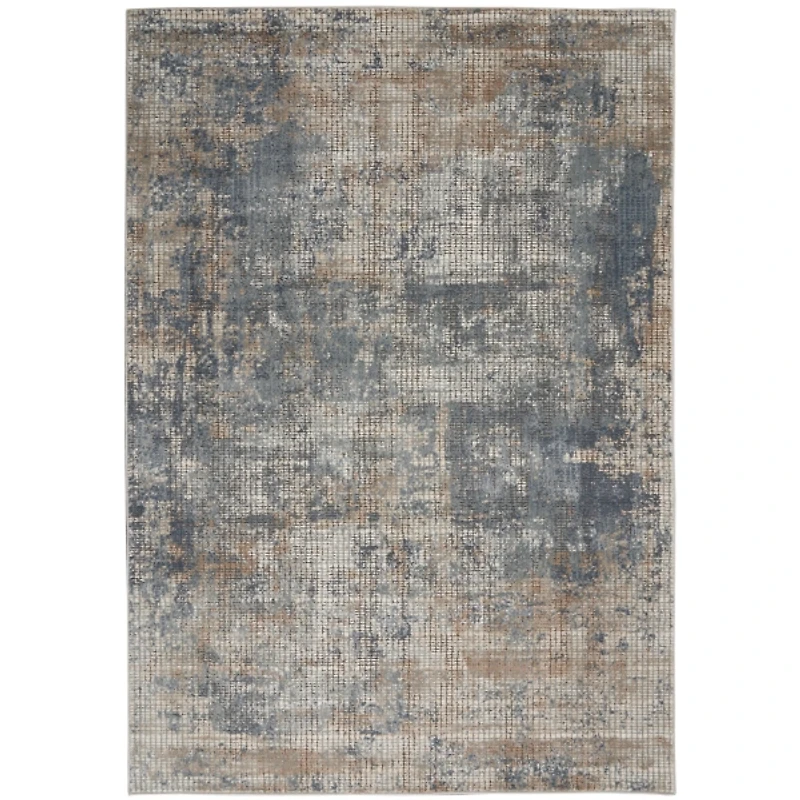 Blue and Beige Tally Textured Area Rug, 5x7