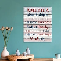 America Stars & Stripes Canvas Wall Plaque
